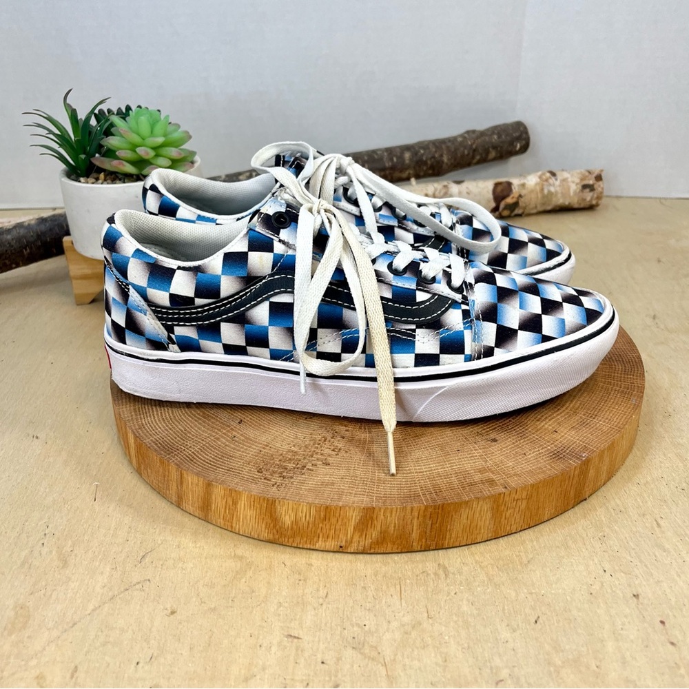 Vans ComfyCush Checkerboard Low-Top Sneakers – Blue/White, Men’s 8 / Women’s 9.5